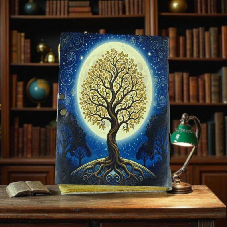 Tree of Life Leather Grimoire Journal: Blank Book of Shadows