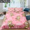 Teddy Bear Pattern Bedding Set Simple Bedspread Pillowcase Cartoon Home Textile Children Adult Bedroom Decoration