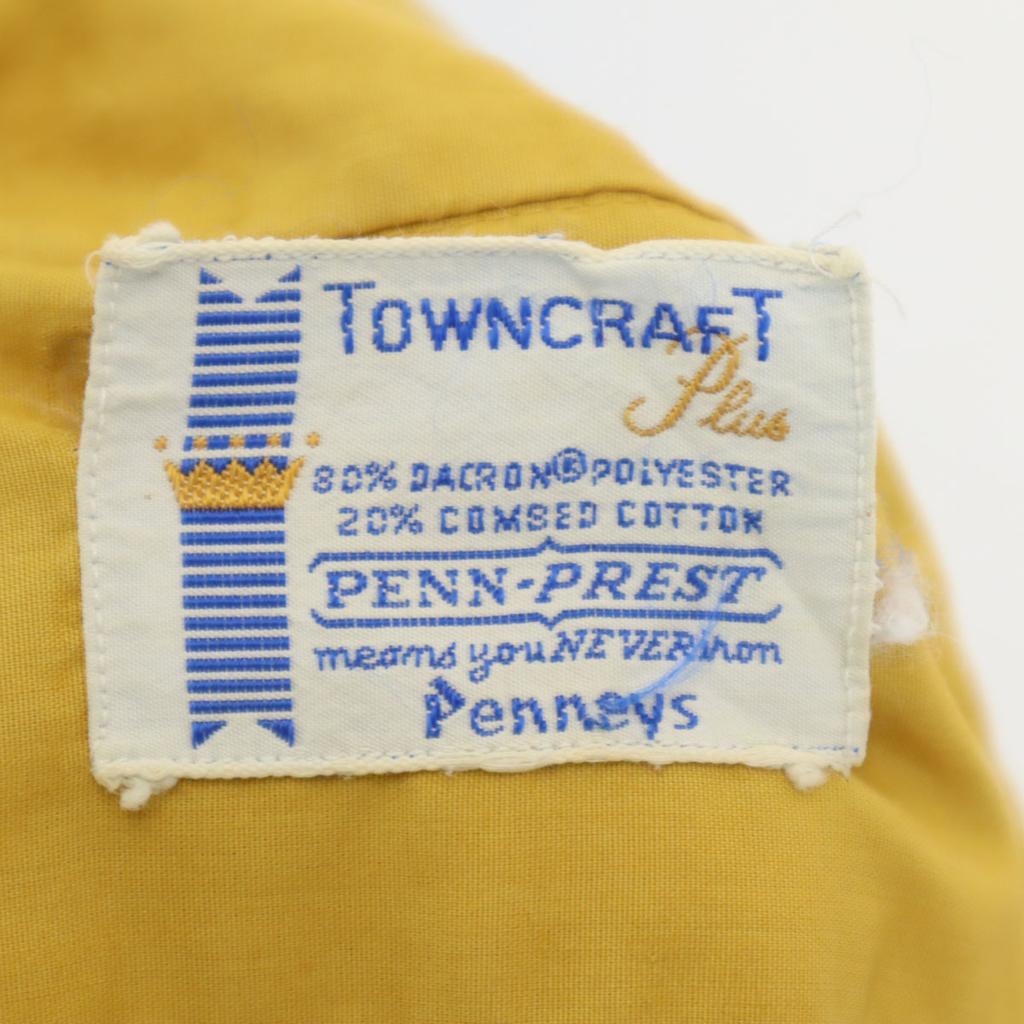 TOWNCRAFT 60s 70s Vintage PENN PREST Long Sleeve Shirt Yellow Penneys Men's Used