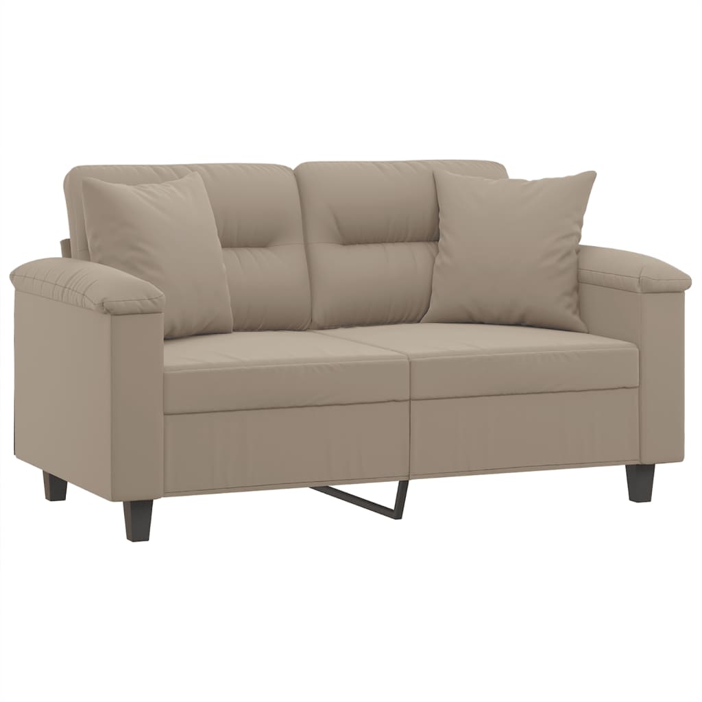 Vidaxl 2-Osobowa Sofa Z Poduszkami, Kolor Taupe, 120 Cm, Mikrofibra