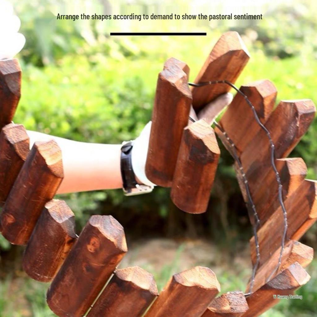 Carbonized Anticorrosive Wooden Picket Fence for Indoor & Outdoor Gardens, Balconies, and Courtyards.