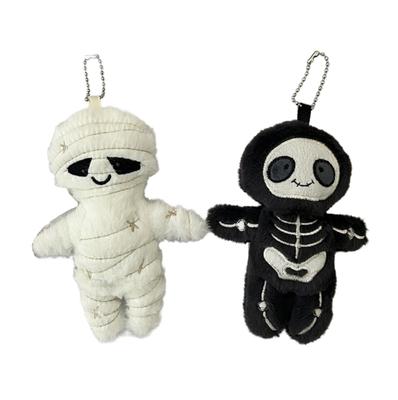 2s/lot 12cm New Halloween Mummy Skull Plush Toy Keychains Zombie Doll Keychains Small Doll Gifts