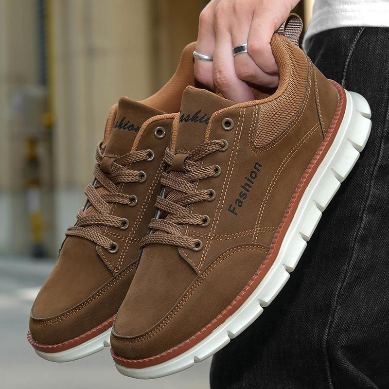 Модная кожаная спортивная обувь для мужчин на шнуровке Хорошее качество Мужские кроссовки — фото 9