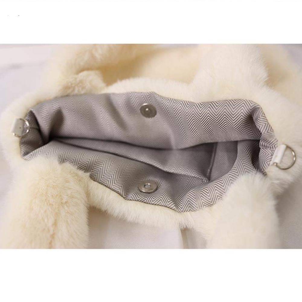 Faux Mink Fur Handbag – Soft Plush Tote, 2 Colors, From Korea