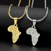 Náhrdelník s přívěskem Mapa Afriky a Okem Hora pro ženy Muže Nerezová ocel Pozlacený Staroegyptský Amulet Etnické Šperky Dárek