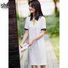 Women's Polo Neck Color Block Midi Dress
