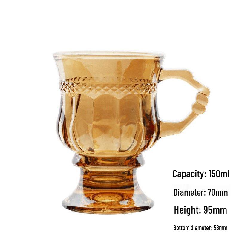 Nordischer Retro Glasbecher auf hohem Fuß - Schwarz, Milchtee, Kaffee & Wein Teegeschirr-Set