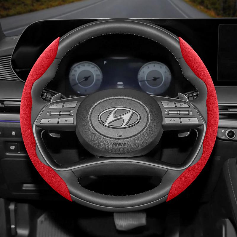 Suitable for Hyundai Anti-Slip Buckle Segmented Suede Steering Wheel Cover I30 Tucson I20 Accent I10 I40 Kona Ix35 Grand Elantra Solaris Creta Getz