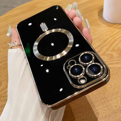 Luxury 6d Plating For Magsafe Magnetic Wireless Charging Case For Iphone 14 13 12 Pro Max Plus Lens Protector Shockproof Cover
