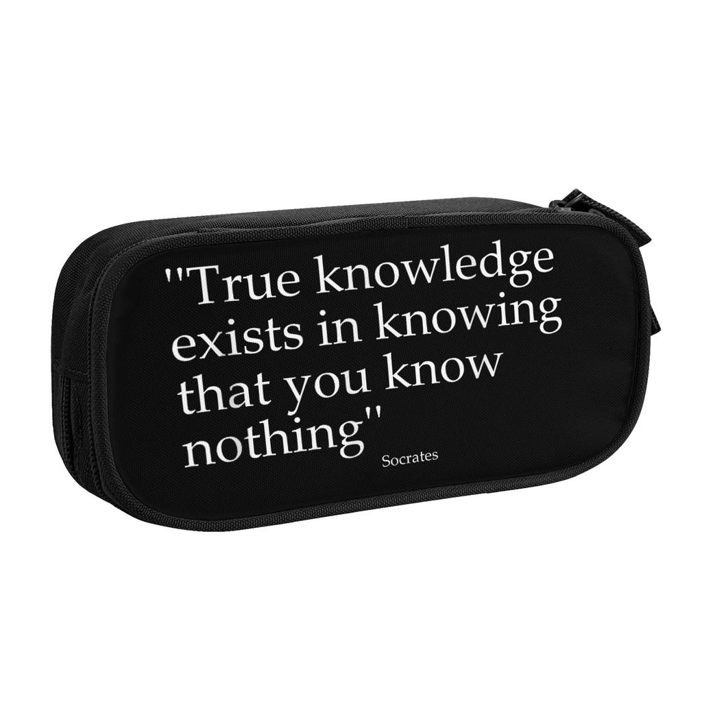 Socrates Quote Know Nothing Spiritual Pencil Cases Greek Pencil Pouch Pen for Girl Boy Big Capacity Bags School Gifts Stationery