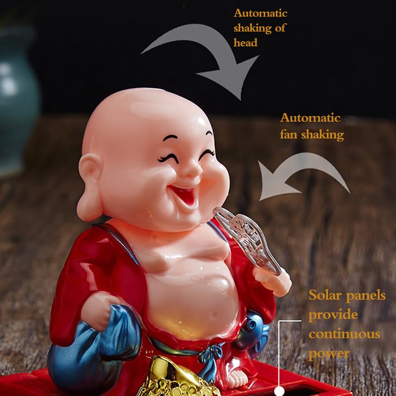 Cute Car Ornament Solar Shake Head Little Monk Good Fortune Car Rearview Pendant