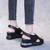 Women Soft Leather Peep Toe Thick Sole Muffin Wedge Sandals