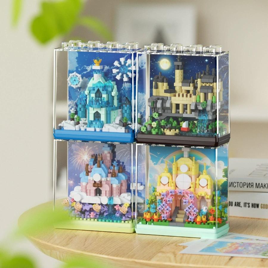 DIY DISPLAY BOX Ice Palace Wedding Church Harry Castle Fairy Tale Dream House Building Blocks Model Bricks Kids Sets Kits Toys