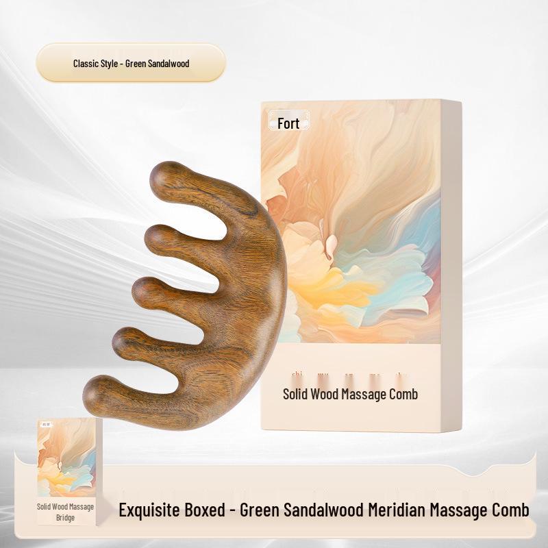 Rosewood Meridian Massage Comb for Face and Scalp Therapy, Unisex, Natural and Paint-Free