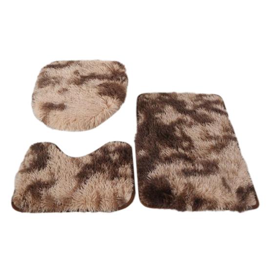 Yousheng 3Pcs/Set Bathroom Rug Absorbent Non Slip Floor Mat U-Shaped Plush Mat Toilet Lid Cover Mat with Rubber Backing for Bathroom Shower Toilet
