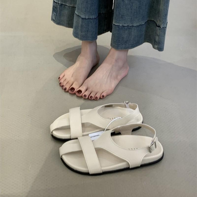 Sandales à plateforme femme polyvalente petite fée 2025 nouveau rétro semelle souple style romain mot avec sandales plates été