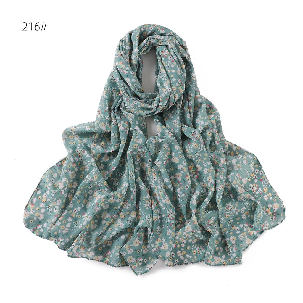 New Style Flower Printed Chiffon Scarf Fashion Moslim Hijap Summer Beautiful Floral Long Bandana Turkiye Headscarf Wraps