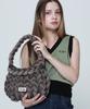 Acho Velvet Knitted Pompon Shoulder Bag_Deep Gray