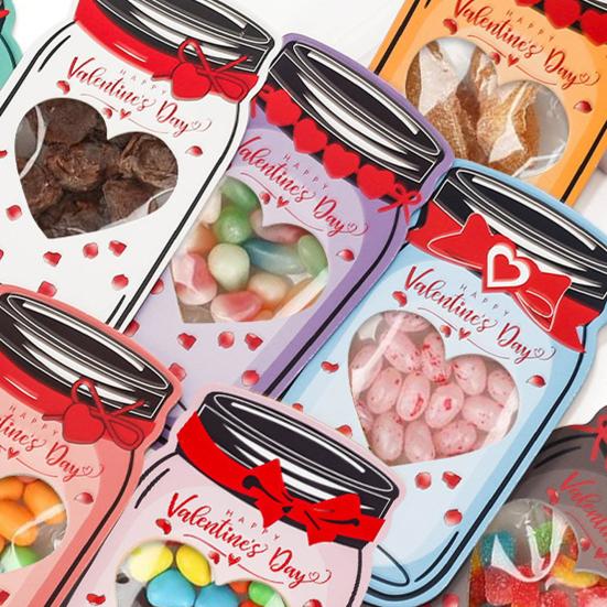 Valentinstag-Grußkarte mit Süßigkeitentüten, selbstgemachte, romantische Liebesherz-Einmachglas-Urlaubsparty-Karten für Kinder
