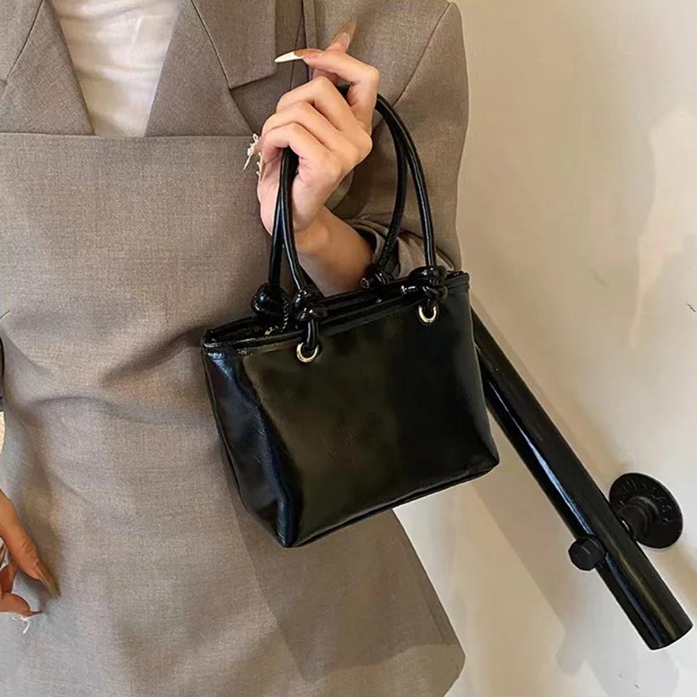 PU Leather Square Shoulder Bag Elegant Ladies Bucket Bag Casual Vintage Crossbody Bag  Outdoor