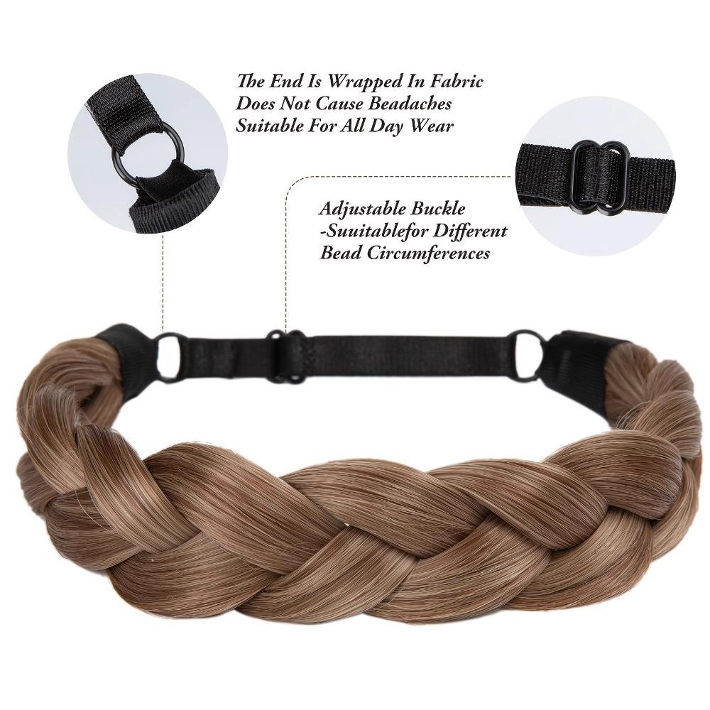 Premium Braided Elastic Band Hair Synthetic Retro Head Hoop Braiding Hair Headband Daily Wear