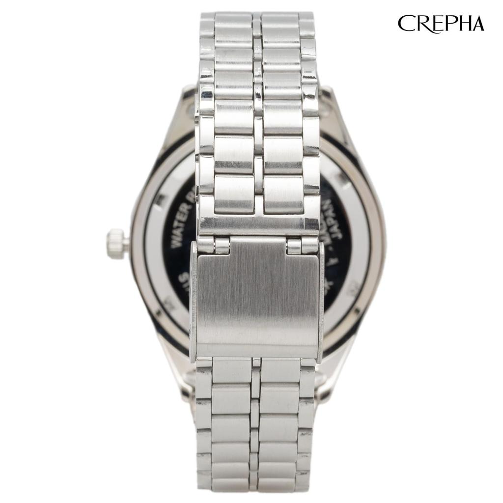 CREPHA Analog Japanese Quartz 10 ATM Water Simple Easy to Metal 18mm Band Suitable for High School and Junior High School Available in Blue and Silver