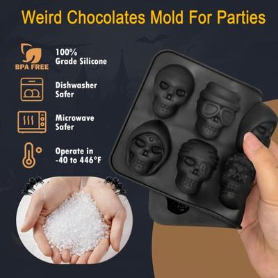 2 Stück Eiswürfelform 10 Fächer Schädelform Gruselige Snacks Halloween-Veranstaltungen Formen Lebensmittelqualität Silikon Leicht zu entformen Backform