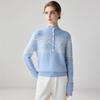 Women's Ethnic Style Fair Isle Jacquard Cashmere Half-Zip Sweater - Loose, Thick Winter Knit Top