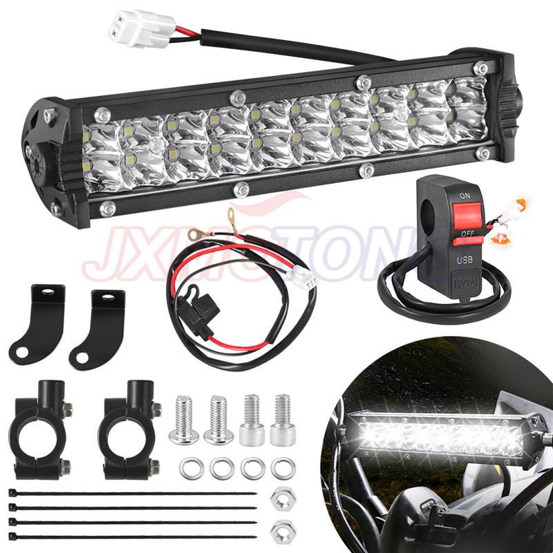 LED Headlight Motorcycle Handlebar LED Light Bar Set with USB Socket Charger for CRF110 KLX110 TTR110 YZ250F CRF230F CRF250R