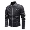 Zipper Street Motorcycle Suit Spring and Autumn Men's PU Leather Clothes Stand Collar Jacket Slim Leather Jacket