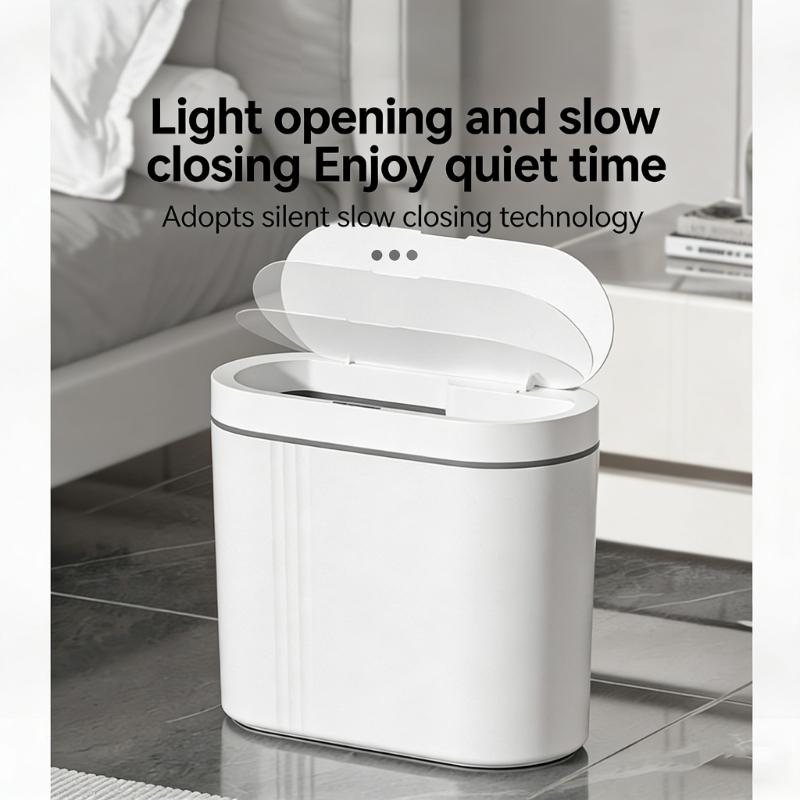 Pattumiera a Sensore Automatico da Parete per Bagno Cucina Chiusura Silenziosa Montaggio a Parete Plastica