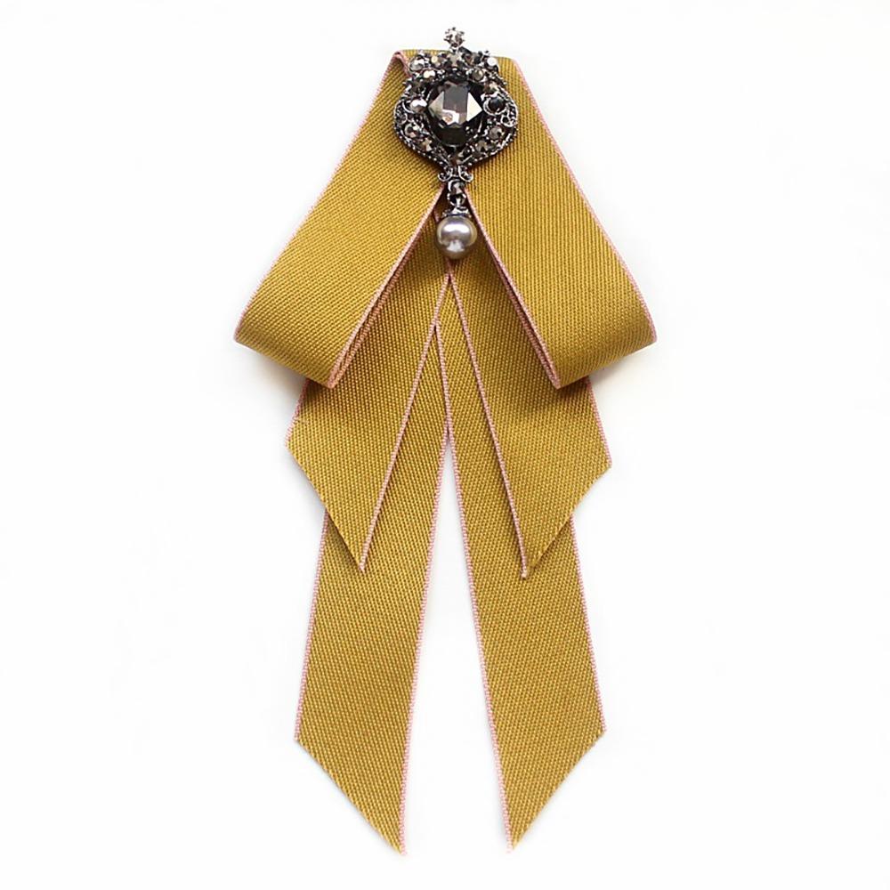 Vintage Ribbon Tassel Brooch Bow Tie Elegant Suit Shirt Collar Flowers  Collar Accessory жёлтый