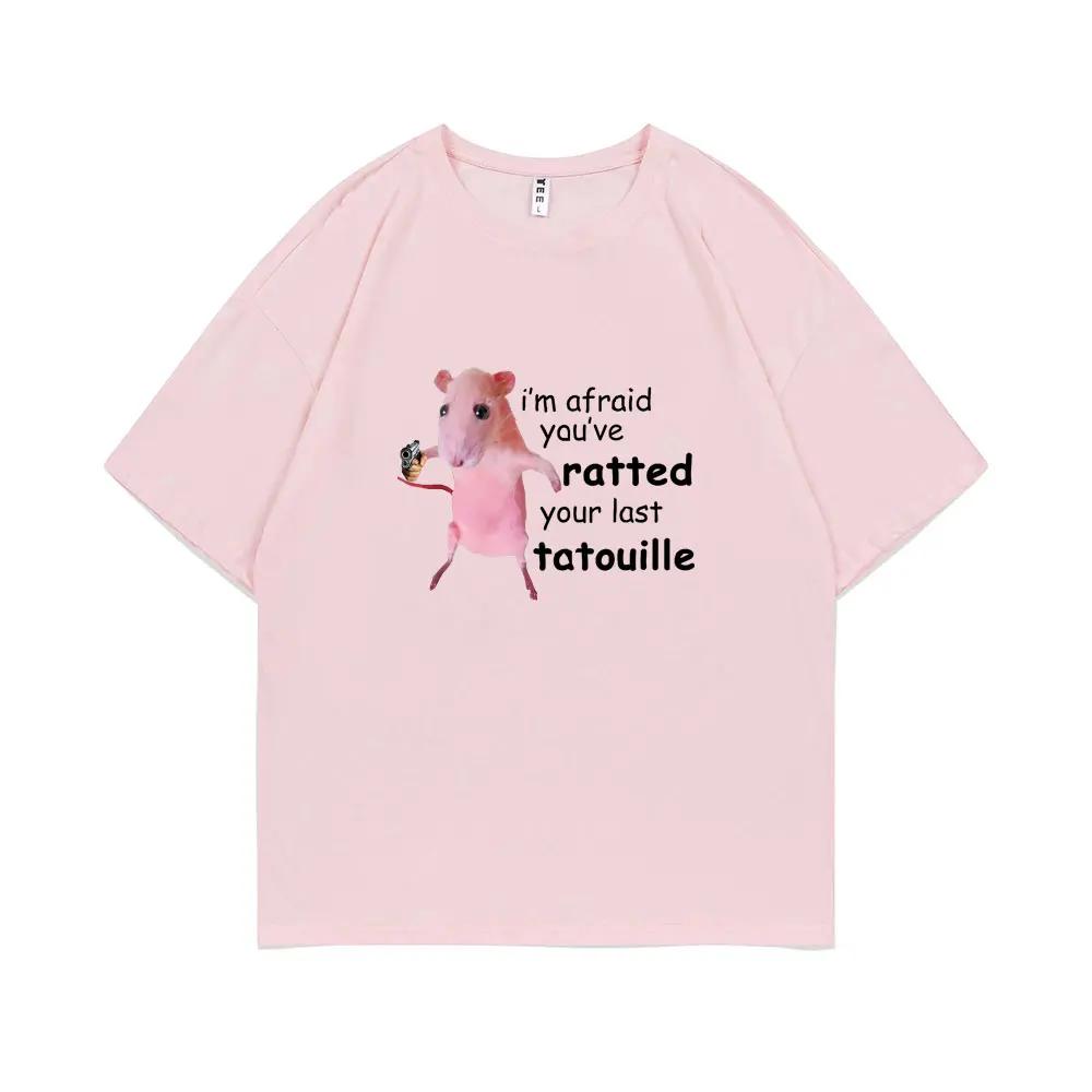 I'm Afraid You've Ratted Your Last Tatouille Graphic T-shirt Funny Pink Rat Print T Shirts Man Woman Fashion Oversized Tshirt