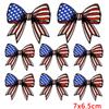 10pcs Wholesale Cartoon Full Embroidered Star Bow Iron On Patches For Clothing Diy American Flag Elements Cartoon Sew Applique 
