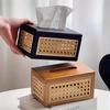 Vintage Woven Tissue Box  Classic Wooden Dining Table Napkin Holder - Elegant Bathroom Accessory for Home  Hotel Design