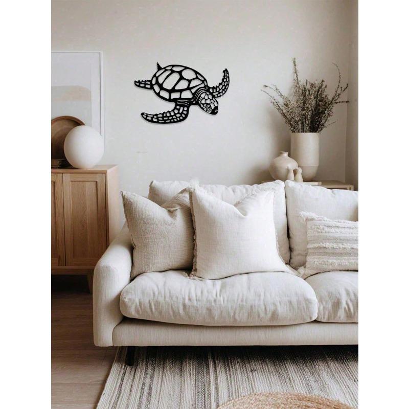 Metalowa Sztuka Ścienna Żółw Morski Dekoracja Nadmorska Akcent Domowy o Morskim Motywie Wzór Wycinany Wiszący na Ścianę do Salonu Sypialni Łazienki Prezent
