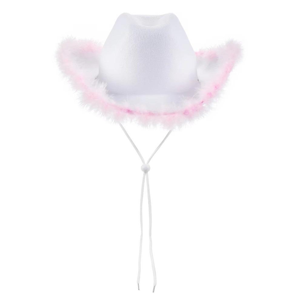 Wide Brim Jazz Hat Solid Color Cowgirl Hat Fashion Top Hat Disco Party Style E