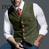Men's Waistcoat Men Vest Turn-down Collar Sleeveless Punk Steampunk Style Single-breasted for Business