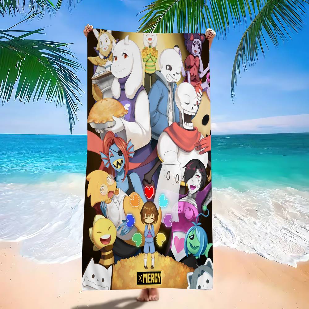 Game U-Undertales Bath Towel Microfiber Soft Water Absorbing Breathable For Girl Kids Decorative Cartoon Beach Towel