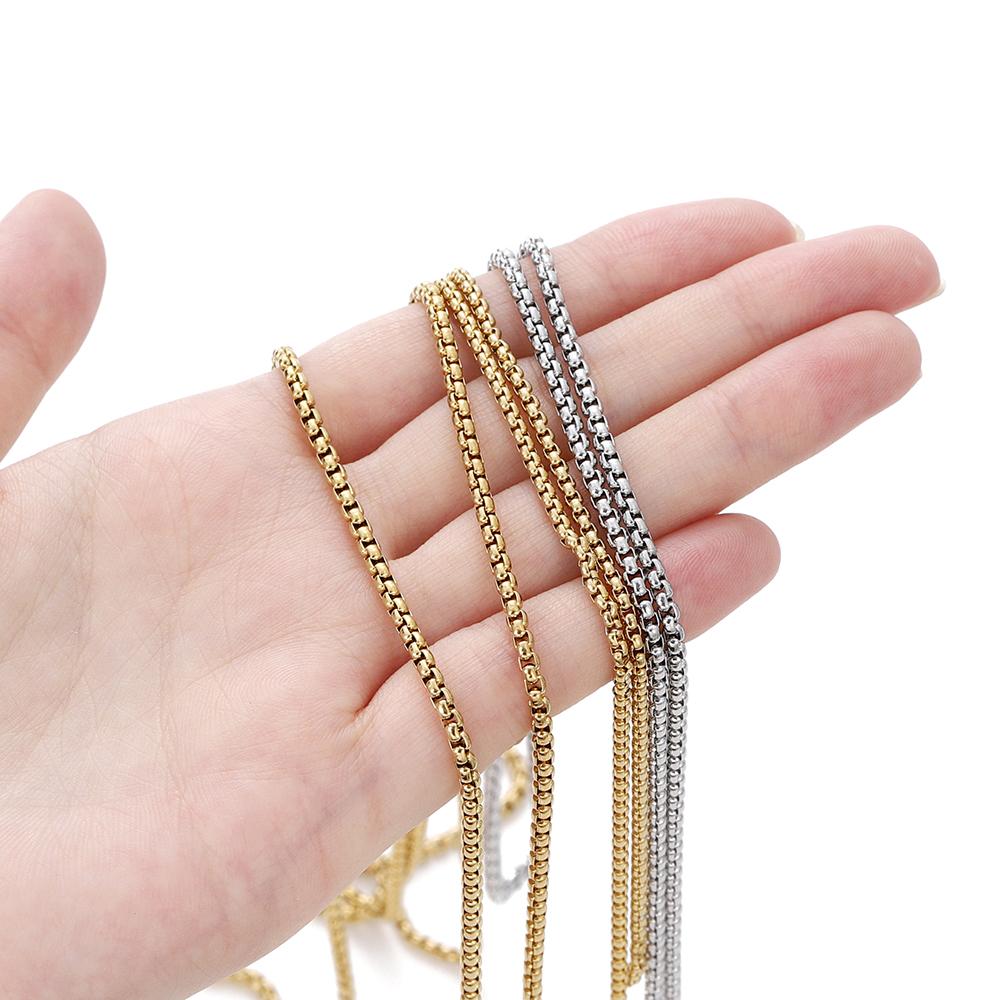 2Meters 2/2.5mm Stainless Steel Square Beads Link Chains for DIY Necklace Bracelet Anklet Jewelry Making Accessories Supplies