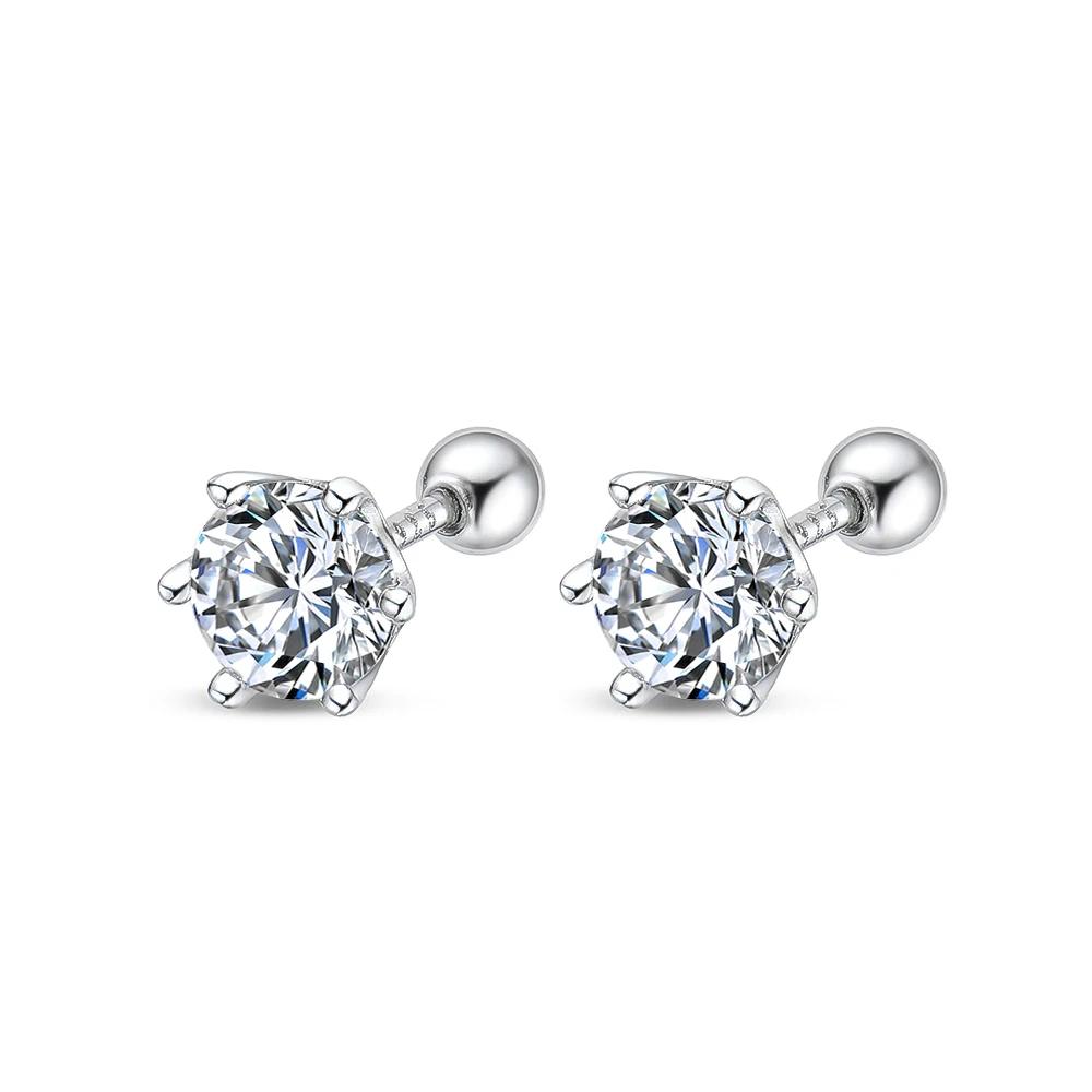 

FEOBUR 0.2-2 Carat Moissanite Stud Earring Screw Backs S925 Silver Women Brilliant Diamond Ear Studs Party Fine Jewelry Gifts 0.2ct 3.5mm