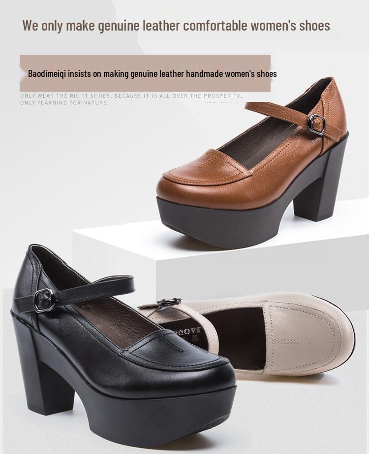 Retro Women's Mary Jane Wedge Platform Shoes - 2026 Spring Collection, High Heels with Thick Heel and Soft Sole, Waterproof Single Shoes