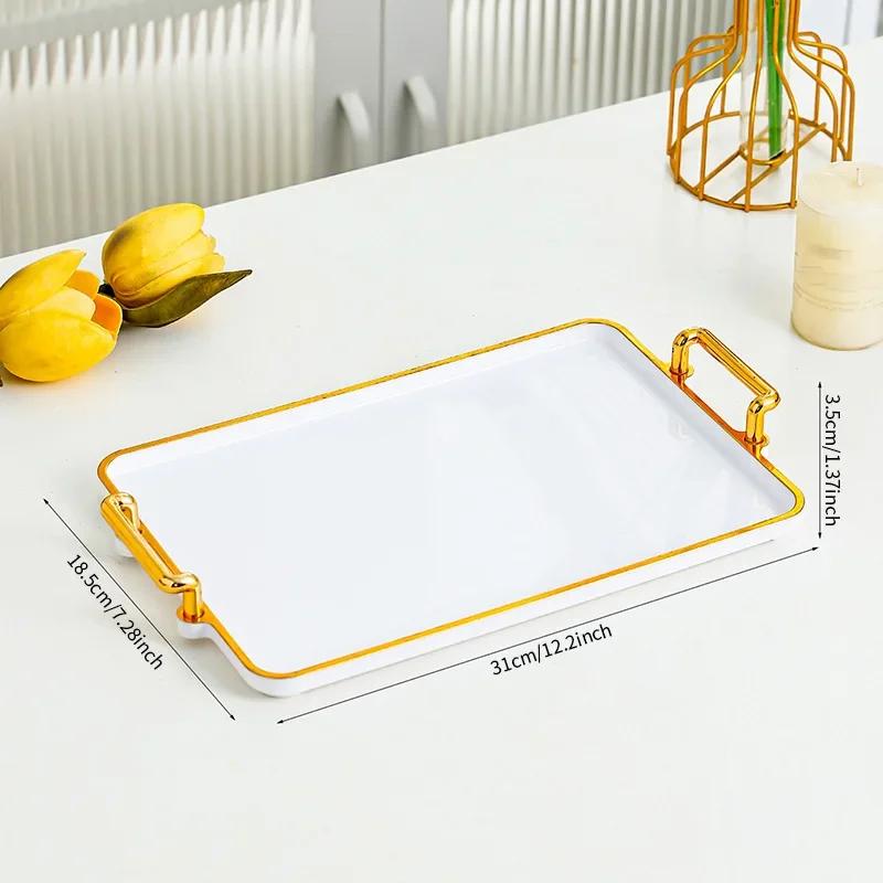 

Скандинавский сервировочный поднос с ручками, подставка для косметики, макияжа, парфюмерии, поднос для украшений для кухни, туалетного столика, туалета, спальни, дома