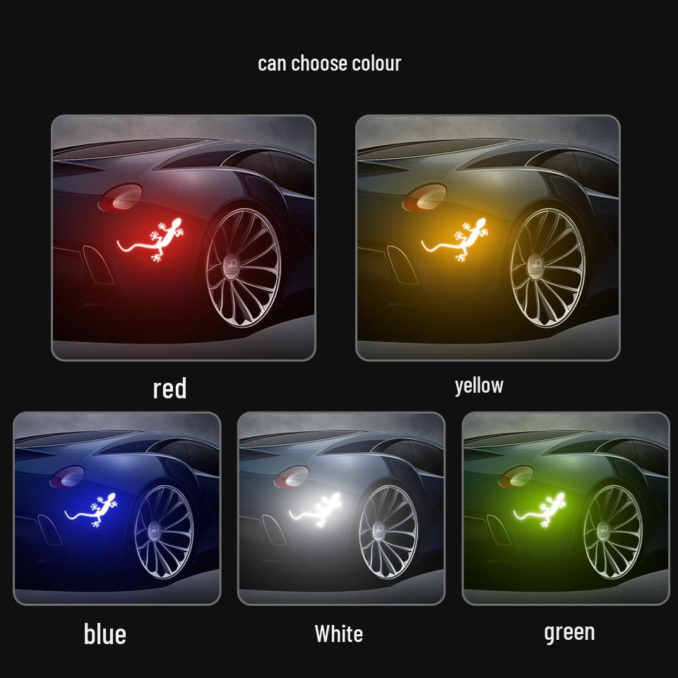 3D Reflective Gecko Car Emblem: Creative Tail Sticker & Scratch Cover