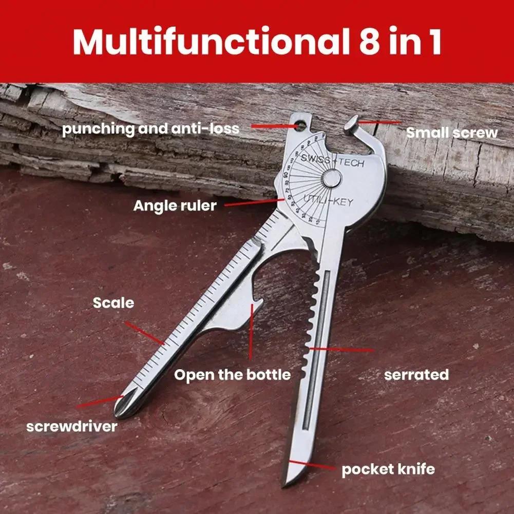 Keychain Multi-tool Compact Multifunctional Keychain Gadget Portable Tool with Screwdriver Bottle Opener Outdoor Emergency Tool