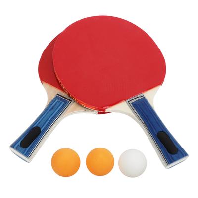 Tischtennisschläger Set Pappelholzgriff Gummi Tischtennis Starterset mit 3 ABS Bällen für Verein