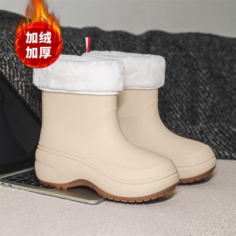Fashion Rain Shoes Women's Short Rain Boots Waterproof and Sweet Solid Color Rubber Shoes Kitchen Non-slip Car Wash Work Wear-resistant