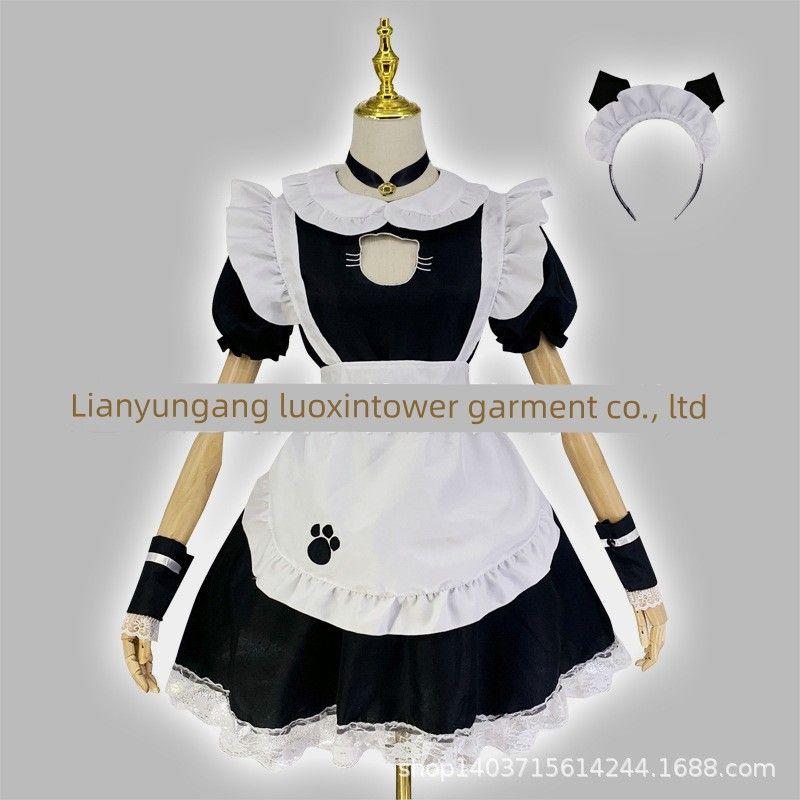 

Cat Maid Outfit Lolita Cat Girl Sexy Lolita Anime Cute Japanese Soft Girl Outfit Black and White S