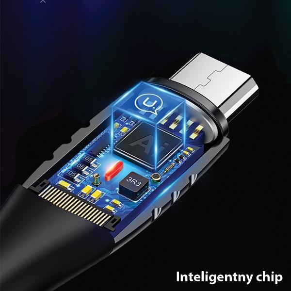 Usams Kabel Pleciony U-Tone Microusb1.2M Power-Off 2A Fast Charging Czarny/Black Sj346Usb01 (Us-Sj346)