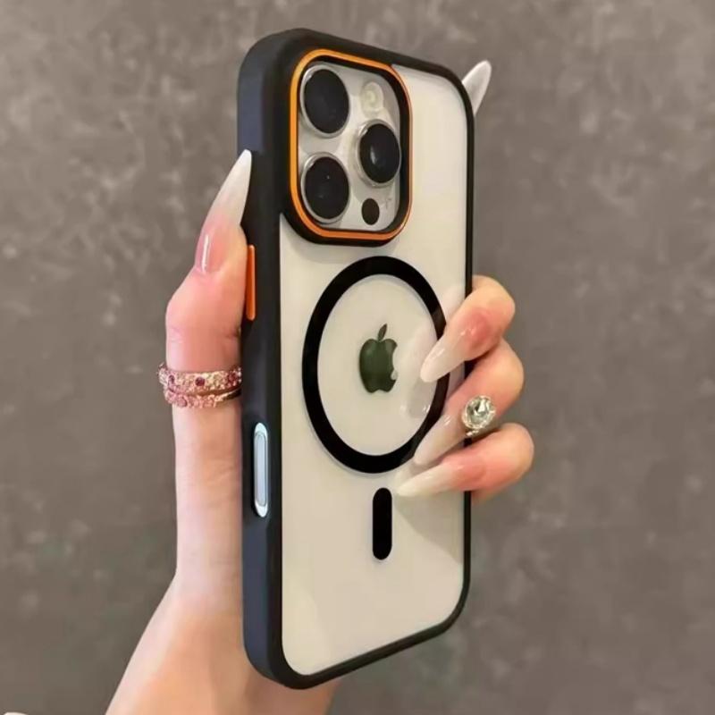 Luxury Magnetic Wireless Charging Transparent Phone Case For 11 12 13 14 15 16 17 Pro Max Air Plus Magsafe Bumper Cover